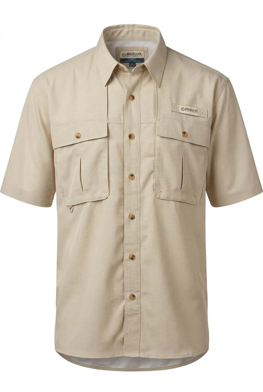 Magellan Outdoors Fish Gear Short Sleeve Button Down Shirt Size L